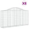 vidaXL Cestas de gaviones 8 uds forma de arco hierro 200x30x100/120 cm