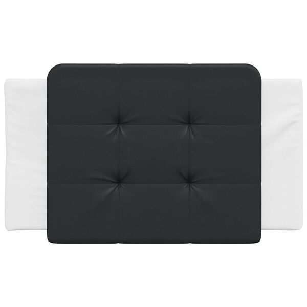 vidaXL Cabecero de cama acolchado Zadar cuero sint&eacute;tico negro y blanco 90 cm