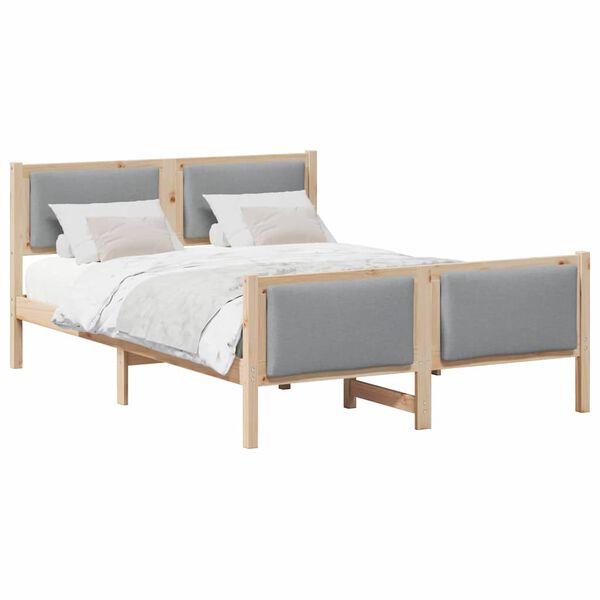 vidaXL Estructura de cama con cabecera Gris Claro 150 x 200 cm tela