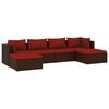 vidaXL Set muebles de jard&iacute;n 6 piezas y cojines rat&aacute;n sint&eacute;tico marr&oacute;n