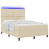 vidaXL Cama tipo Box Spring con colch&oacute;n Crema 160 x 200 cm tela