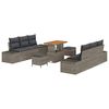 vidaXL Conjunto de sof&aacute;s de jard&iacute;n 9 uds. Gris rat&aacute;n sint&eacute;tico