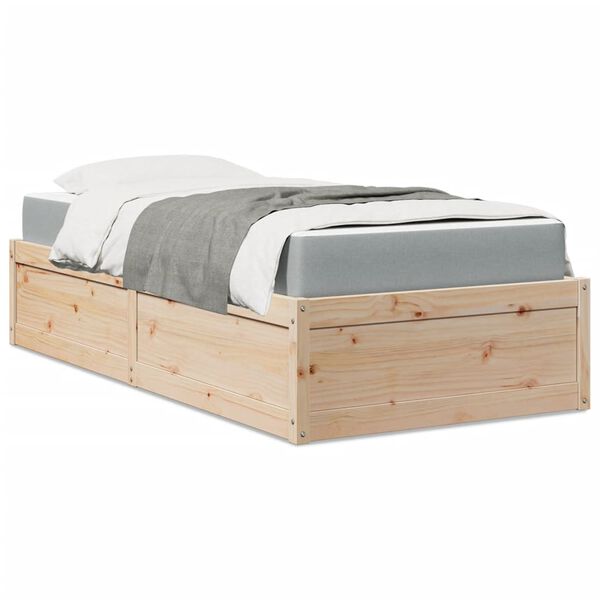 vidaXL Cama con colch&oacute;n madera maciza de pino 100x200 cm