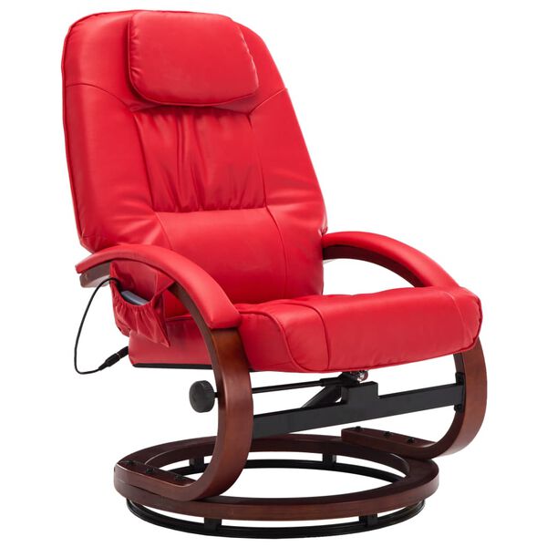 vidaXL Sill&oacute;n de masaje con reposapi&eacute;s cuero sint&eacute;tico rojo