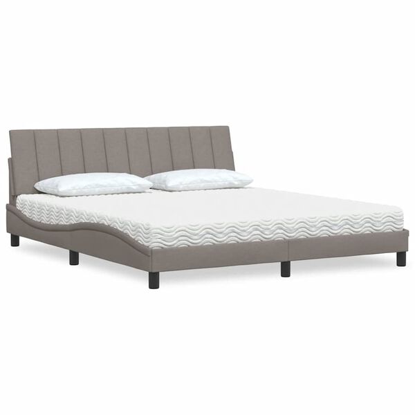 vidaXL Cama con colchón Hanko de tela gris taupe 180x200 cm