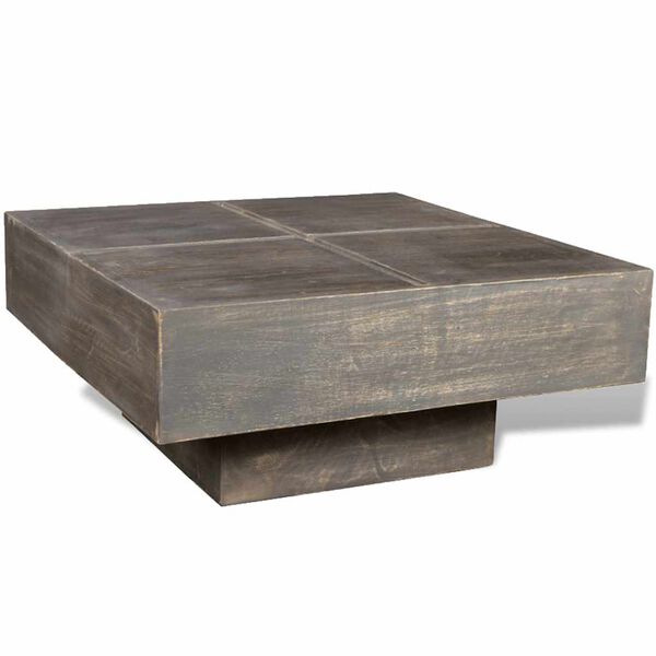 vidaXL Mesa de centro cuadrada madera maciza de mango marr&oacute;n oscuro