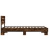 vidaXL Estructura cama madera ingenier&iacute;a metal roble humo 75x190 cm