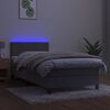 vidaXL Cama box spring colch&oacute;n y LED terciopelo gris claro 90x190 cm