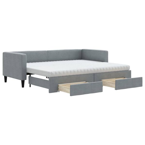 vidaXL Sofá cama nido con cajones tela gris claro 80x200 cm