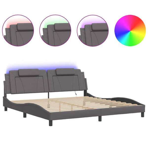 vidaXL Estructura de cama Viana con LED sin colch&oacute;n gris 200x200 cm