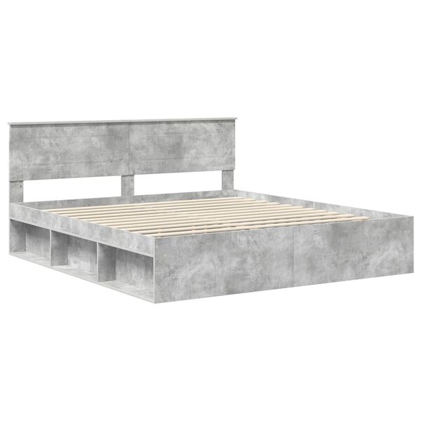 vidaXL Estructura de cama Concreto 180 x 200 cm Madera de ingenier&iacute;a