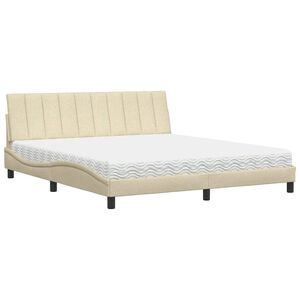 vidaXL Cama con colch&oacute;n Hanko de tela color crema 180x200 cm