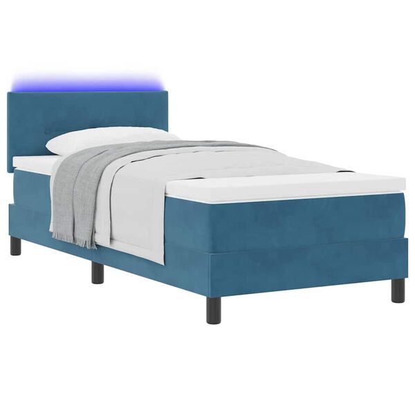 vidaXL Cama Box Spring LED Azul Oscuro 100 x 200 cm Terciopelo