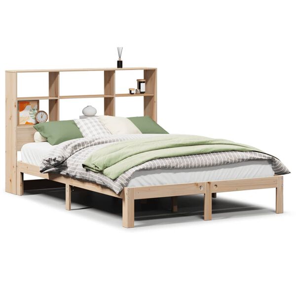 vidaXL Cama con estanter&iacute;a sin colch&oacute;n madera maciza de pino 120x190cm