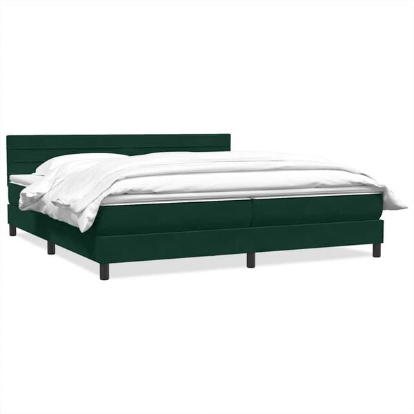 vidaXL Cama box spring con colch&oacute;n terciopelo verde oscuro 180x220 cm