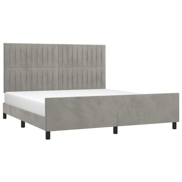 vidaXL Estructura de cama sin colch&oacute;n terciopelo gris claro 160x200 cm