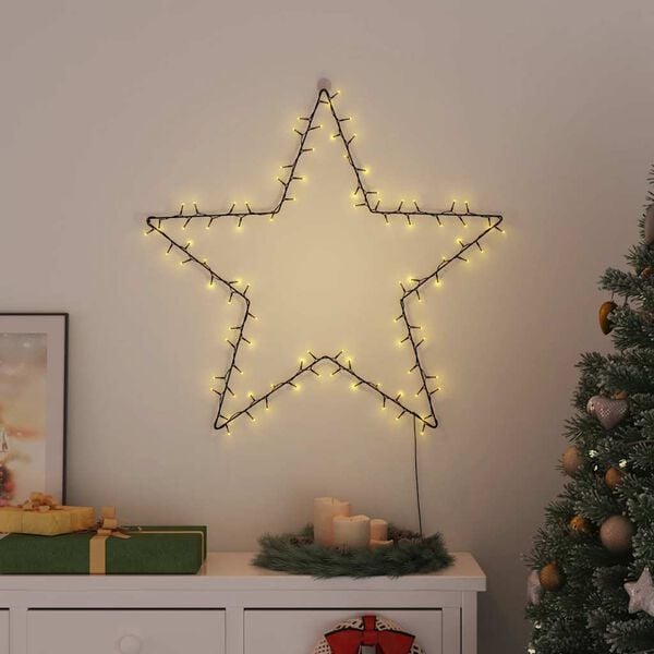 vidaXL Luces de Navidad Silueta de Estrella 50 LEDs blanco c&aacute;lido