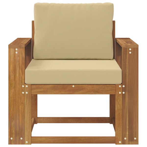 vidaXL Sof&aacute; de exterior Madera de Acacia S&oacute;lida y Poli&eacute;ster Natural