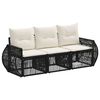 vidaXL Conjunto de sof&aacute;s de jard&iacute;n 3 uds. Negro y Blanco Crema