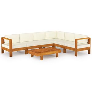 vidaXL Conjunto de jard&iacute;n 7 piezas con cojines 100x60 cm madera de acacia