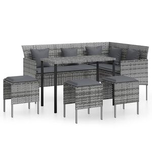 vidaXL Set de sof&aacute;s en forma de L 5 pzas cojines rat&aacute;n sint&eacute;tico gris