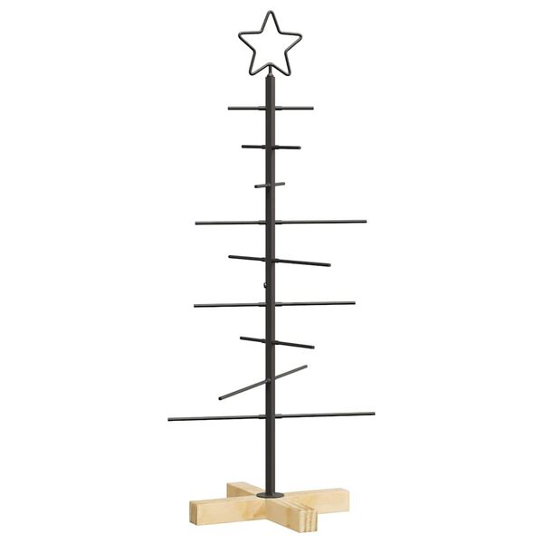 vidaXL Árbol de Navidad de metal con soporte Negro 90 cm