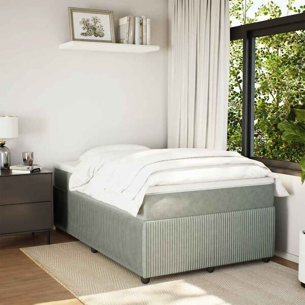 vidaXL Cama box spring con colch&oacute;n terciopelo gris claro 120x200 cm