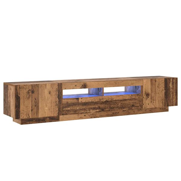 vidaXL Mueble TV luces LED madera ingeniería envejecida 200x35x40 cm