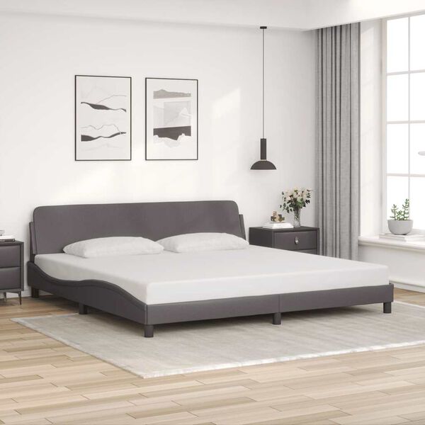 vidaXL Estructura de cama Dover cuero sint&eacute;tico gris 200x200 cm