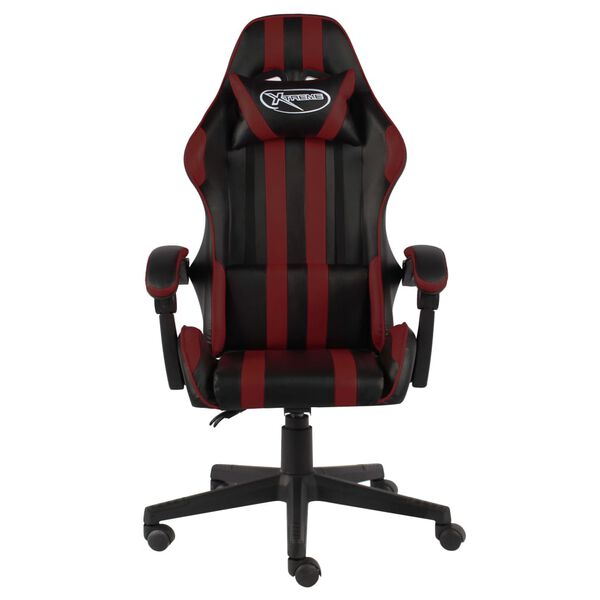 vidaXL Silla gaming de cuero sintético negro y rojo tinto