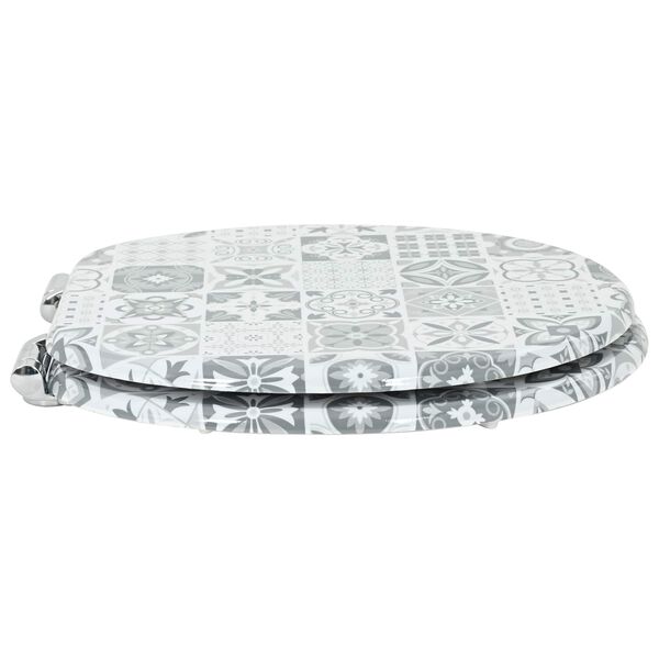 vidaXL Asiento inodoro WC 2 uds tapa cierre suave MDF dise&ntilde;o porcelana