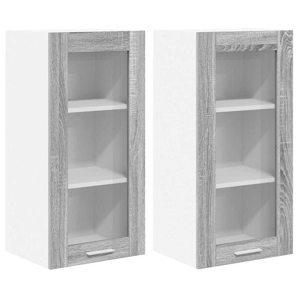 vidaXL Mueble colgante con puerta 2 pcs Gris Sonoma 40 x 31 x 80 cm