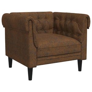 vidaXL Sill&oacute;n Chesterfield de tela marr&oacute;n