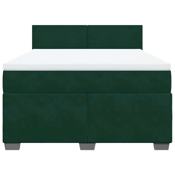vidaXL Cama box spring con colch&oacute;n terciopelo verde oscuro 160x200 cm