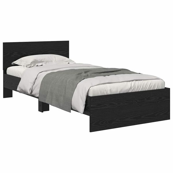vidaXL Estructura de cama Roble Negro 90 x 190 cm Madera contrachapada