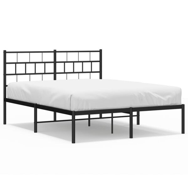 vidaXL Estructura cama sin colch&oacute;n con cabecero metal negro 160x200 cm