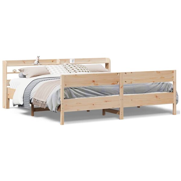 vidaXL Estructura de cama sin colch&oacute;n madera maciza de pino 200x200 cm