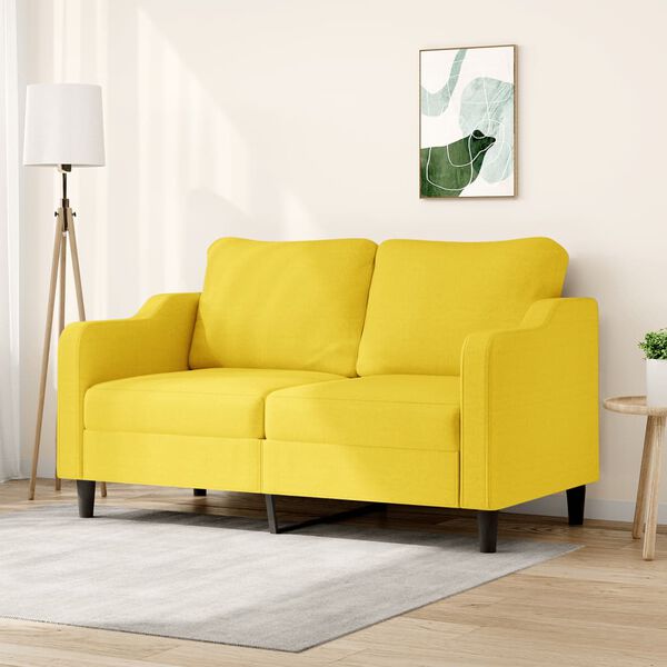 vidaXL Sofá de 2 plazas de tela amarillo claro 140 cm
