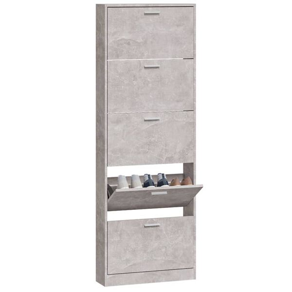 vidaXL Mueble zapatero madera contrachapada gris hormig&oacute;n 59x17x169 cm