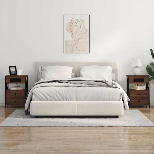 vidaXL Armario de Noche con caj&oacute;n Roble Marr&oacute;n 40 x 31 x 60 cm