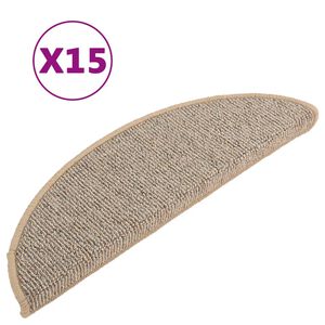 vidaXL Felpudos para escaleras (15 unidades, 56 x 17 x 3 cm, marr&oacute;n, semicirculares)