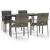 vidaXL Set comedor jardín 5 pzas y cojines ratán sintético negro gris