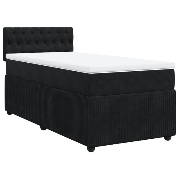 vidaXL Cama box spring con colch&oacute;n terciopelo negro 80x200 cm