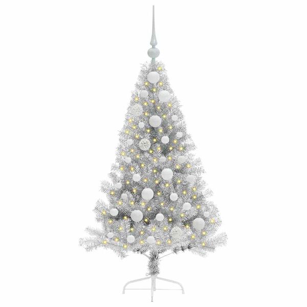 vidaXL &Aacute;rbol de Navidad Artificial Preiluminado Plateado 120 cm PET
