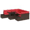 vidaXL Conjunto de sof&aacute; de jard&iacute;n 9 uds. Marr&oacute;n rat&aacute;n sint&eacute;tico