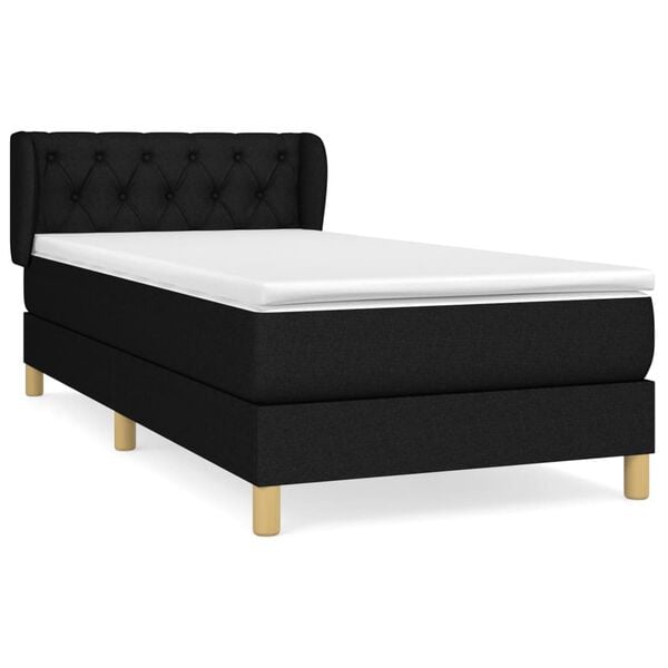 vidaXL Cama box spring con colch&oacute;n tela negro 80x200 cm