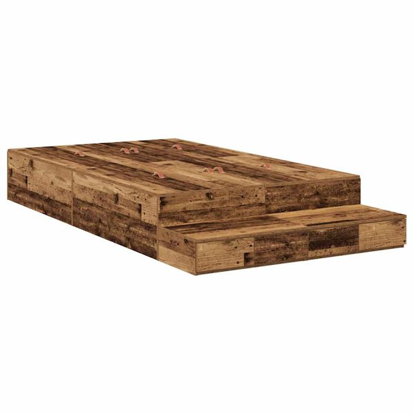 vidaXL Cama con almacenamiento con caj&oacute;n Madera Vieja 120 cm