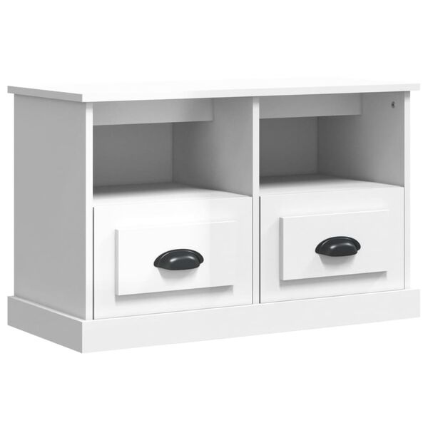 vidaXL Mueble de TV madera contrachapada blanco brillo 80x35x50 cm
