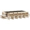 vidaXL Set comedor de jard&iacute;n con cojines 15 pzas rat&aacute;n sint&eacute;tico beige