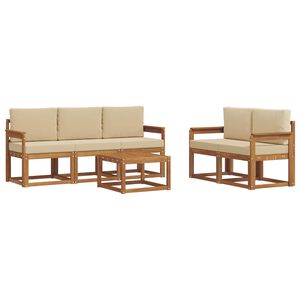 vidaXL Conjunto de sof&aacute;s de exterior con coj&iacute;n 6 pcs Natural y Beige
